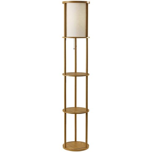 Stewart 63 inch 150.00 watt Natural Wood Veneer Round Shelf Floor Lamp Portable Light