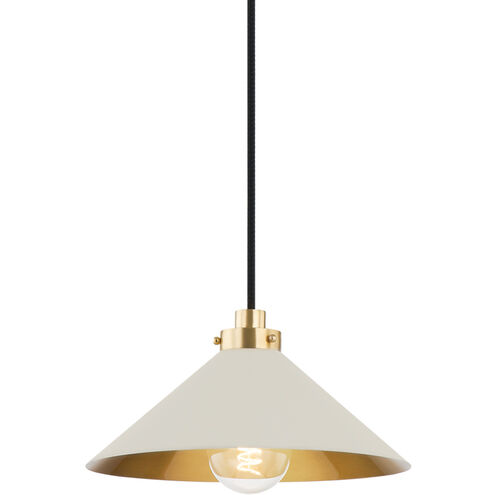 Clivedon 1 Light 12 inch Aged Brass/Off White Pendant Ceiling Light