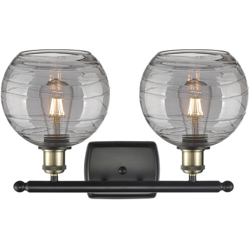 Ballston Athens Deco Swirl 2 Light 18 inch Black Antique Brass Bath Vanity Light Wall Light