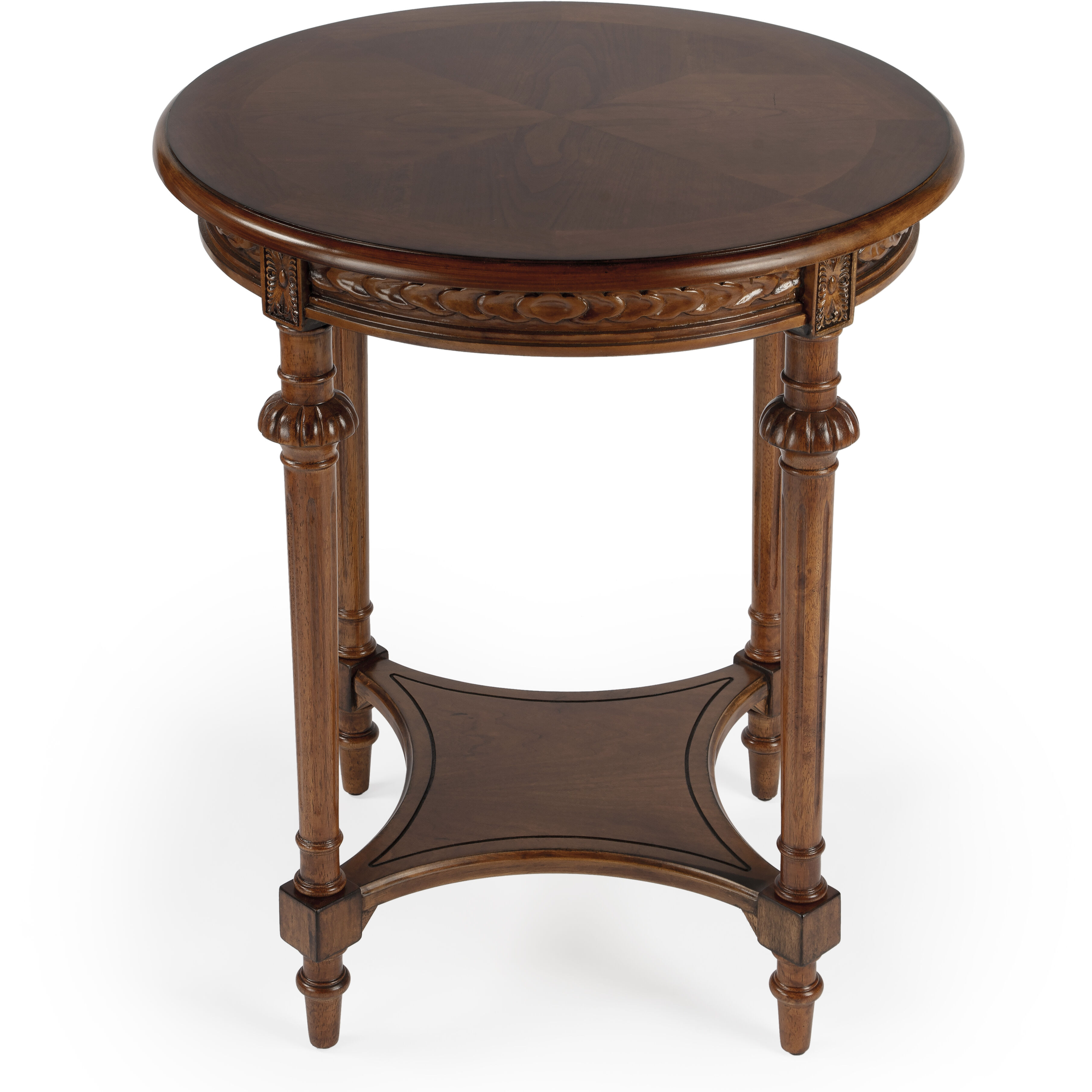 Hellinger Round End Table in Medium Brown