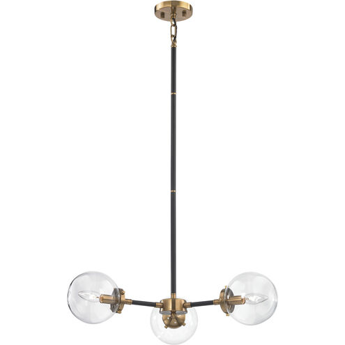 Boudreaux 3 Light 26 inch Antique Gold with Matte Black Chandelier Ceiling Light