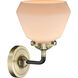 Nouveau Fulton LED 7 inch Black Antique Brass Sconce Wall Light in Matte White Glass, Nouveau