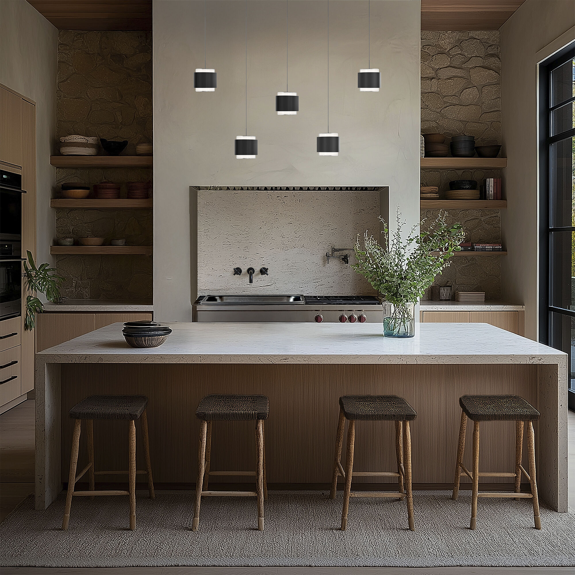 Banded LED 5.5 inch Black Chandelier Ceiling Light, dweLED