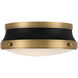 Purelight 2 Light 15 inch Legacy Brass and Dark Matte Black Flush Mount Ceiling Light