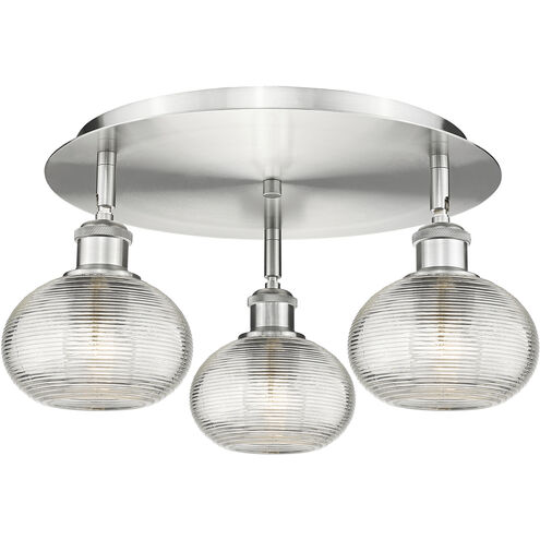 Ballston Ithaca 3 Light 17.75 inch Satin Nickel Flush Mount Ceiling Light