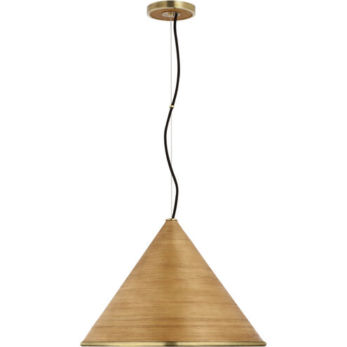 Suzanne Kasler Reine LED 18.75 inch Hand-Rubbed Antique Brass Pendant Ceiling Light in Dark Rattan, Large