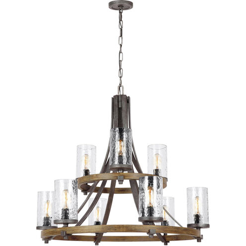 Sean Lavin Angelo 9 Light 32.75 inch Distressed Weathered Oak / Slate Grey Metal Chandelier Ceiling Light