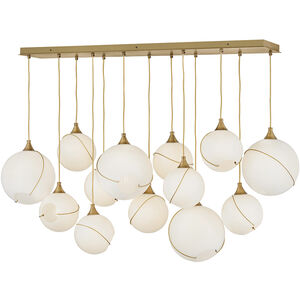 Lisa McDennon Skye 13 Light 60.25 inch Heritage Brass Linear Pendant Ceiling Light in Heritage Brass / Cased Opal