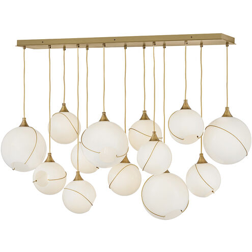 Lisa McDennon Skye 13 Light 60.25 inch Heritage Brass Linear Pendant Ceiling Light in Heritage Brass / Cased Opal