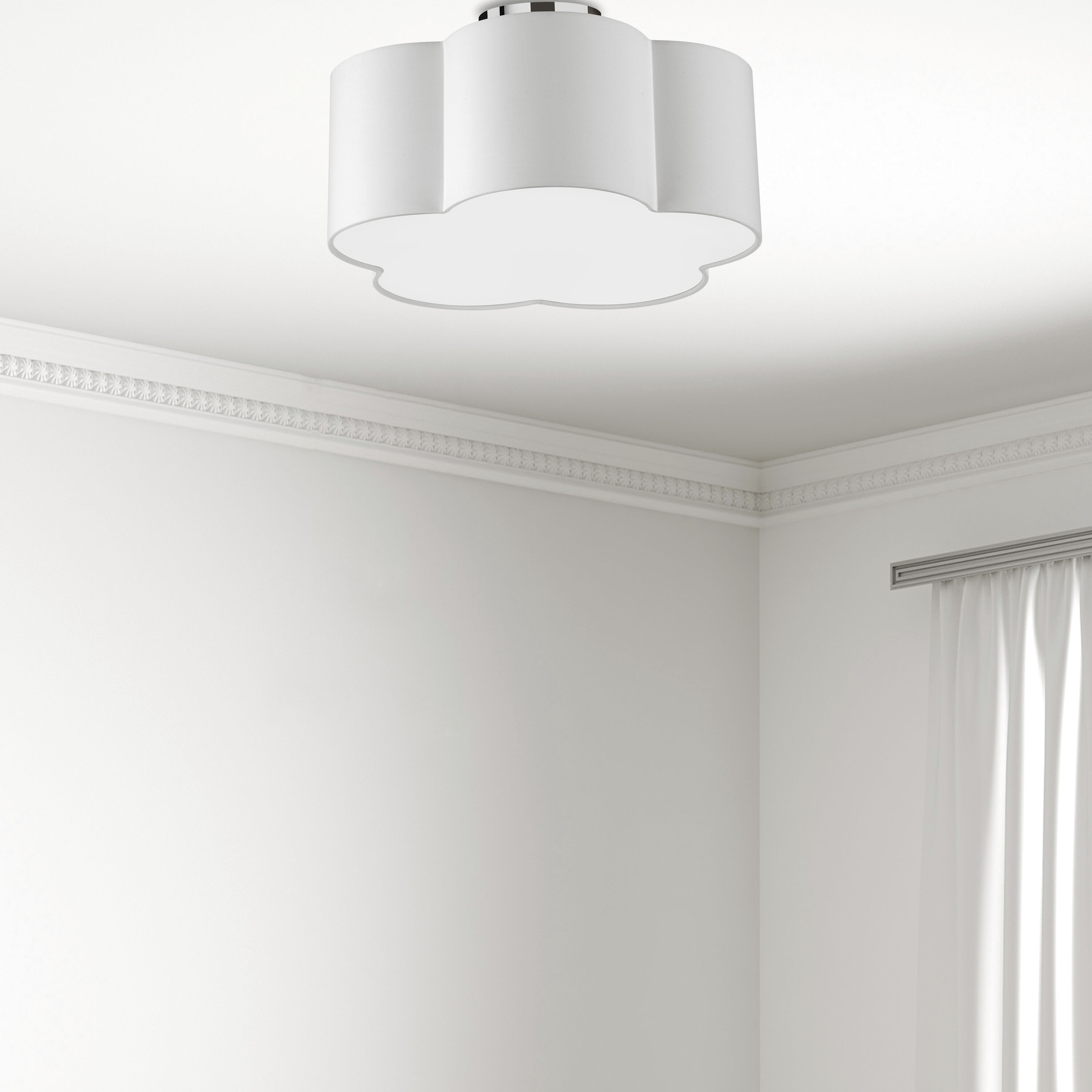 Phlox 3 Light 15 inch Polished Chrome with White Flush Mount Ceiling Light
