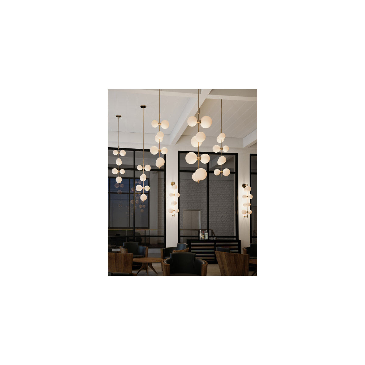 Sean Lavin ModernRail LED 12.8 inch Aged Brass Wall Light in 24V Surface Canopy, Glass Cylinders, Integrated LED