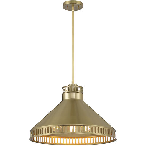 Seagram 3 Light 20 inch Warm Brass Pendant Ceiling Light