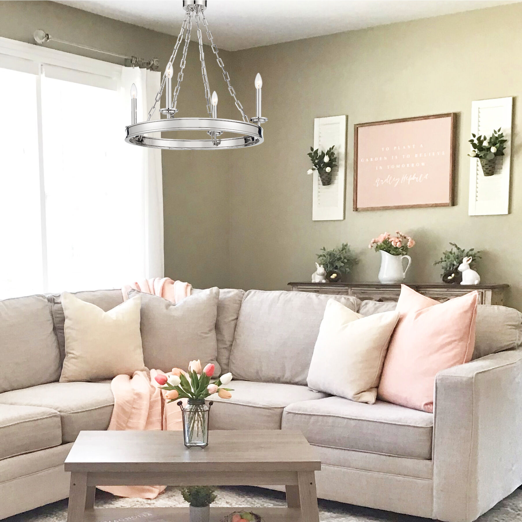 Seville 4 Light 25 inch Polished Nickel Chandelier Ceiling Light, Essentials