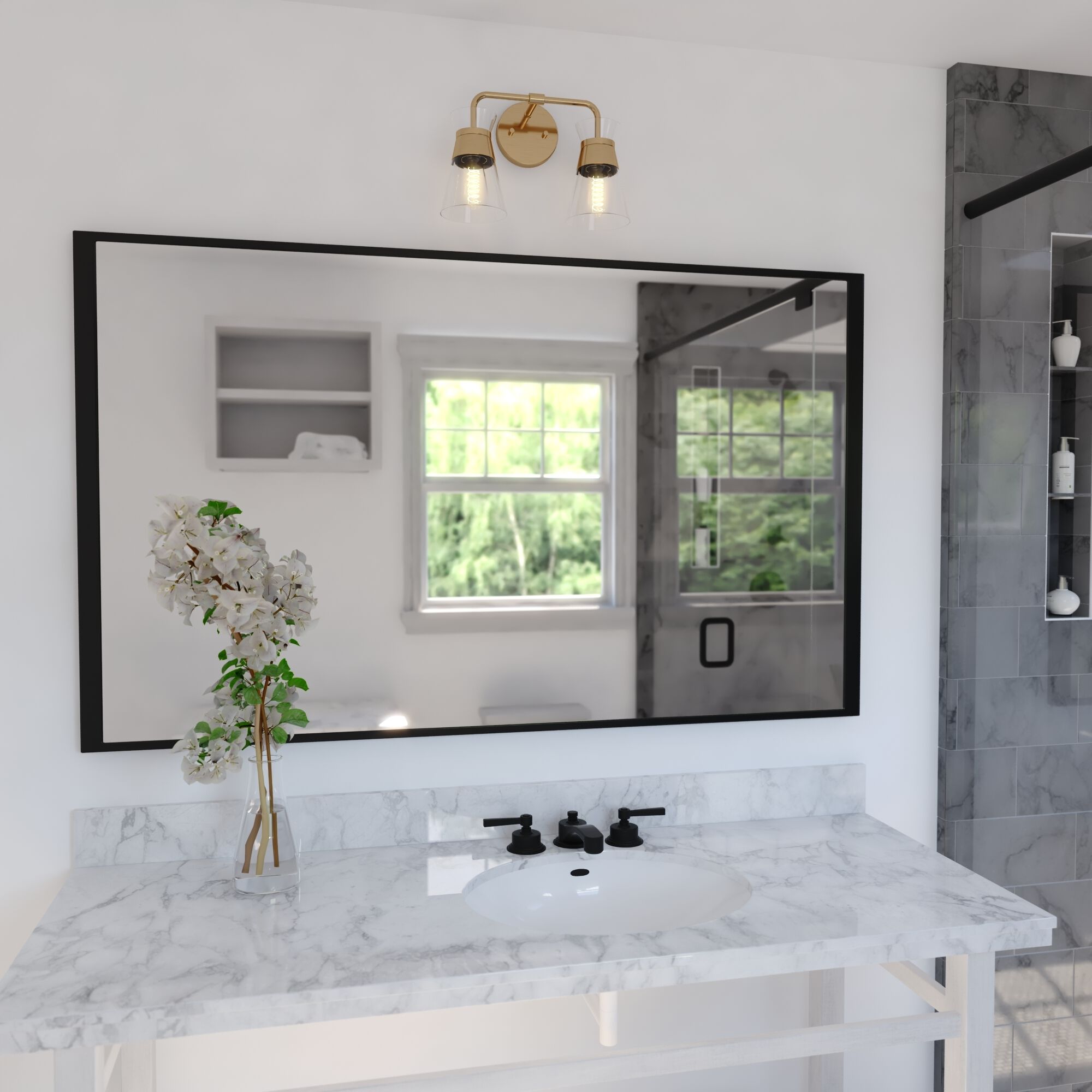 Harper 2 Light 15 inch Natural Brass Bathroom Light Wall Light