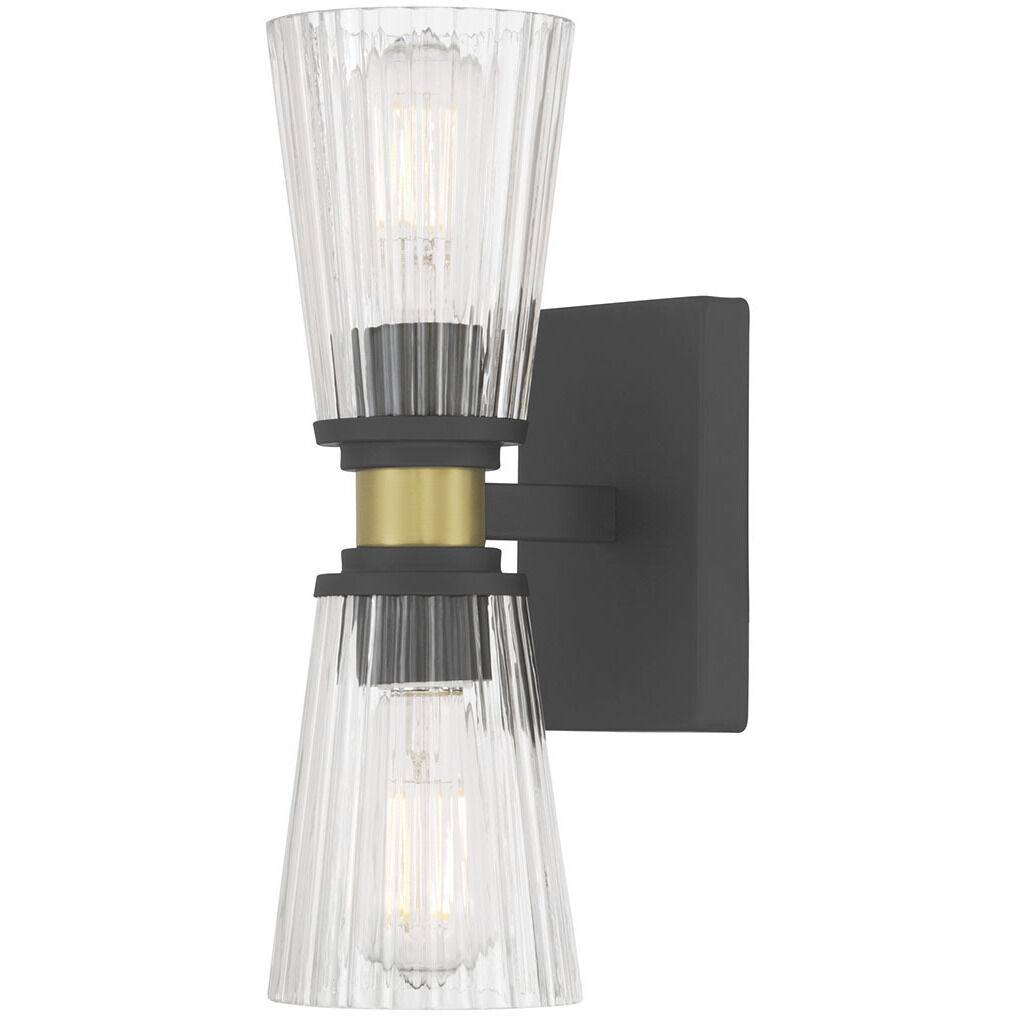 Lustria 2 Light 4.25 inch Matte Black and Vintage Brass Wall Sconce Wall Light