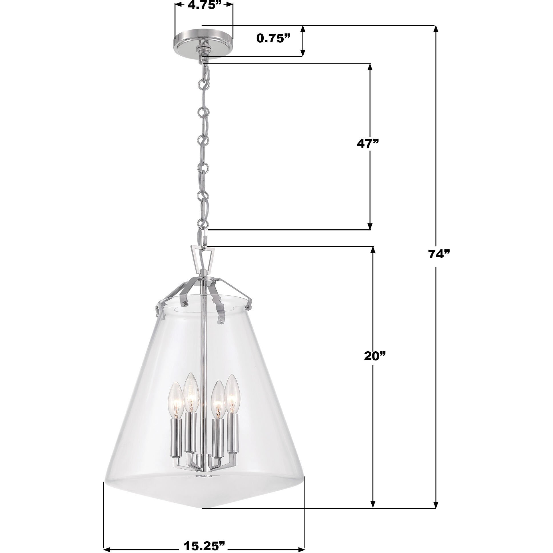 Voss Pendant Ceiling Light in Polished Nickel
