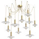 Cirrus LED 72 inch Gilded Brass Swag Multi-Pendant Chandelier Ceiling Light in 3000K LED, Clear Granite