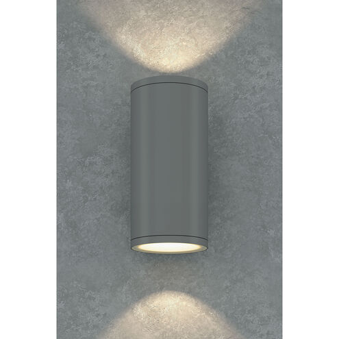 Outdoor Cylinder LED 13 inch Silver Outdoor Wall Sconce