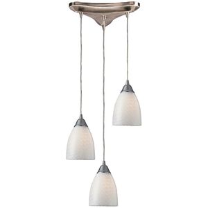 Arco Baleno 3 Light 10 inch Satin Nickel Mini Pendant Ceiling Light in White Swirl Glass