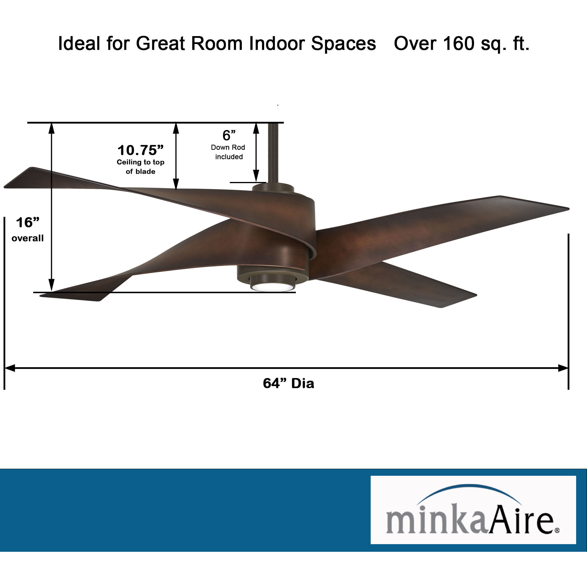 Artemis IV 64 inch Oil Rubbed Bronze with Tobacco Blades Ceiling Fan