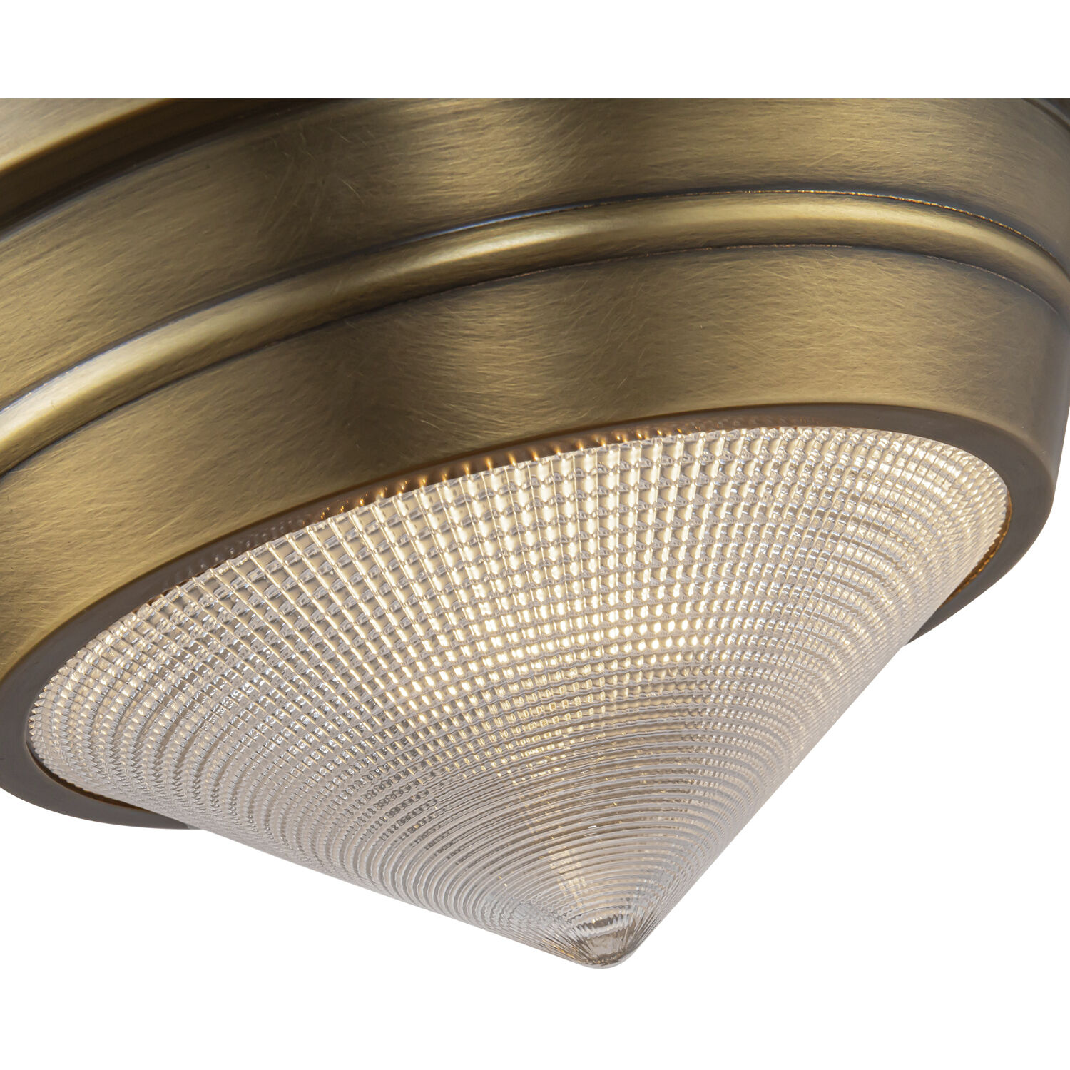 Willard 1 Light 10.13 inch Vintage Brass Flush Mount Ceiling Light in Clear Prismatic Glass