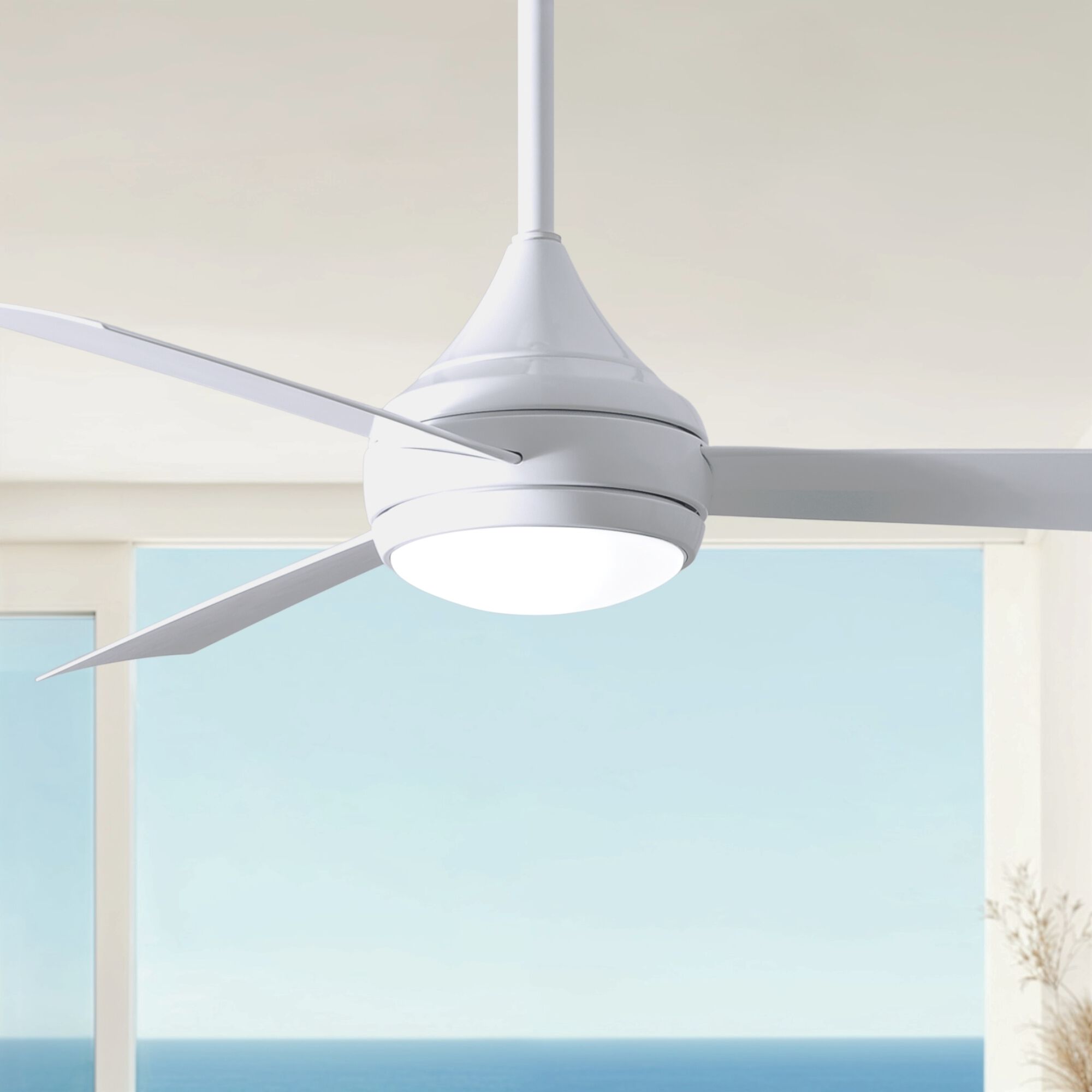 Atlas Donaire 52 inch Gloss White Paddle Fan, Coastal Wet Rated