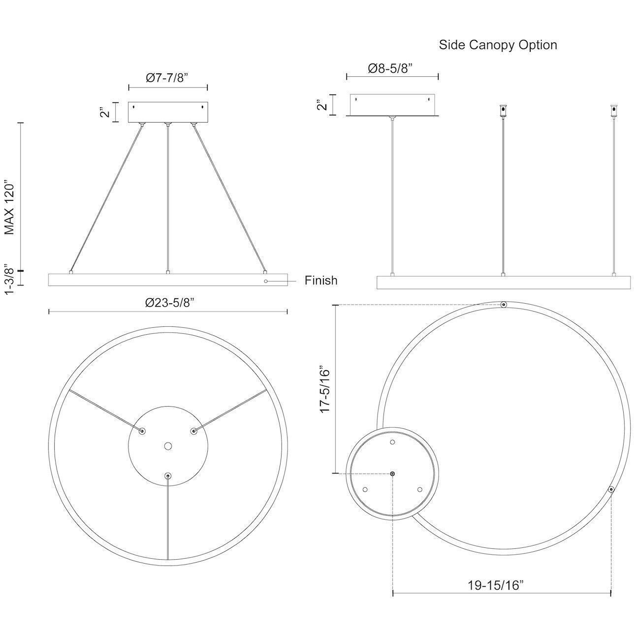 Cerchio LED 23.63 inch Brushed Gold Pendant Ceiling Light