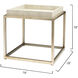 Jax Square 18 X 18 inch Ivory Faux Shagreen and Antique Brass Metal Side Table