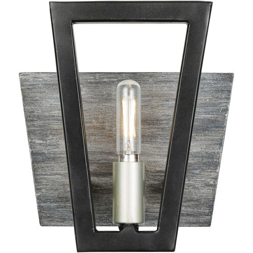 Zag 1 Light 6.5 inch Black and Grey Bath Vanity Wall Light in Black/Grey Wood