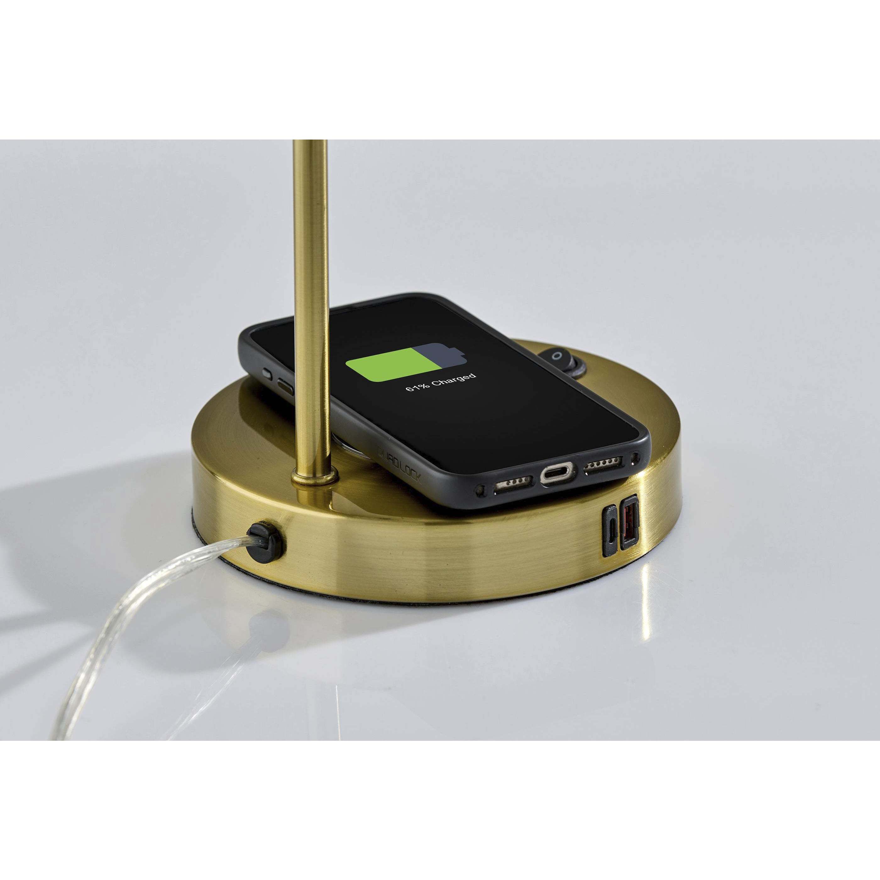 Rico 19 inch 60.00 watt Antique Brass Supercharger Desk Lamp Portable Light