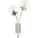 kate spade new york Prescott Left Sconce Wall Light in Polished Nickel, Clear Glass
