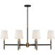 Brody 6 Light 41 inch Matte Black with Warm Brass Accents Linear Chandelier Ceiling Light, Essentials