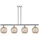 Ballston Farmhouse Rope LED 48 inch Polished Chrome Island Light Ceiling Light in Clear Glass with Brown Rope, Ballston