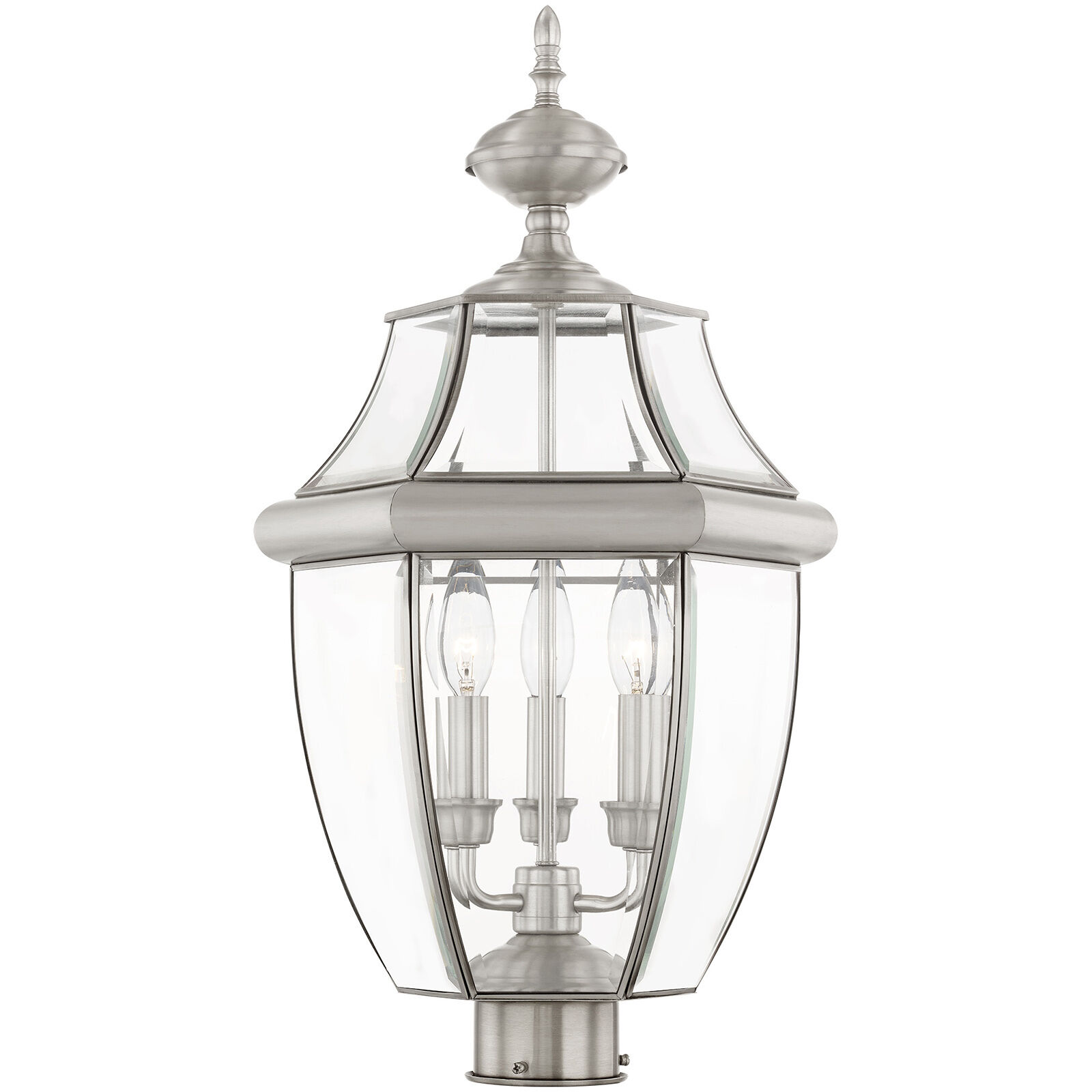 Monterey 3 Light 23.5 inch Brushed Nickel Outdoor Post Top Lantern