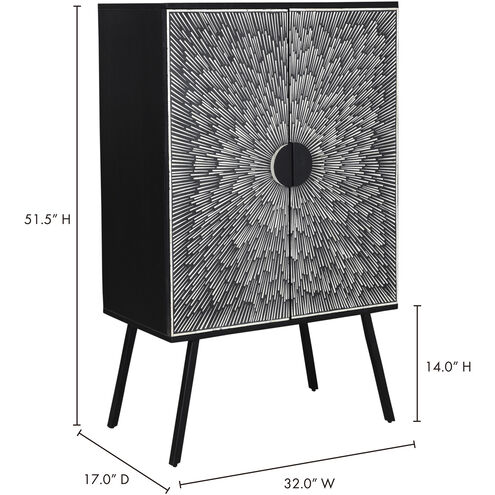 Sunburst 51.5 X 32 inch Black Cabinet, Wine Cabinet