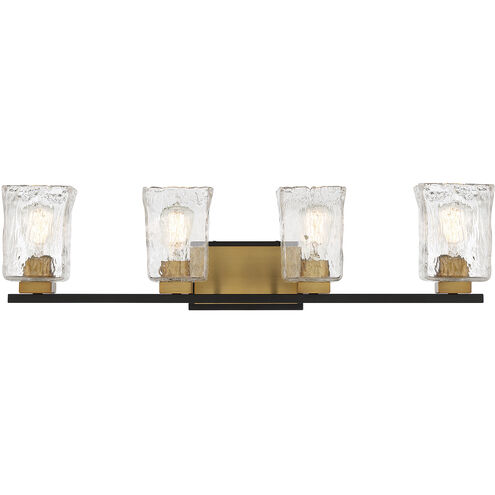 Sidney 4 Light 32 inch Black with Warm Brass Accents Bathroom Vanity Light Wall Light