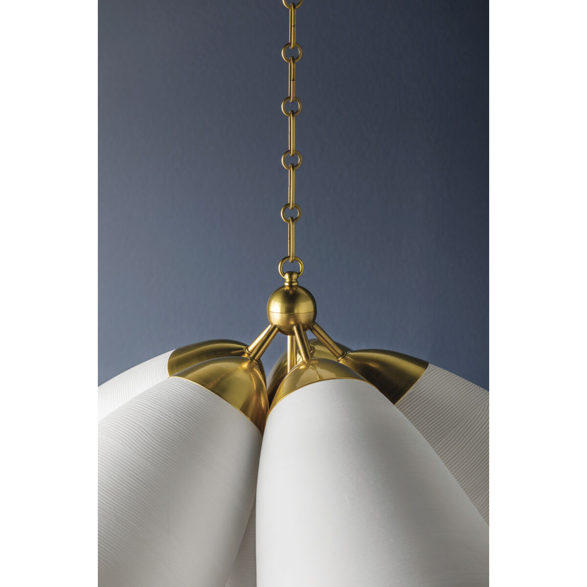 Bronson 5 Light 37.5 inch Aged Brass/White Plaster Chandelier Ceiling Light