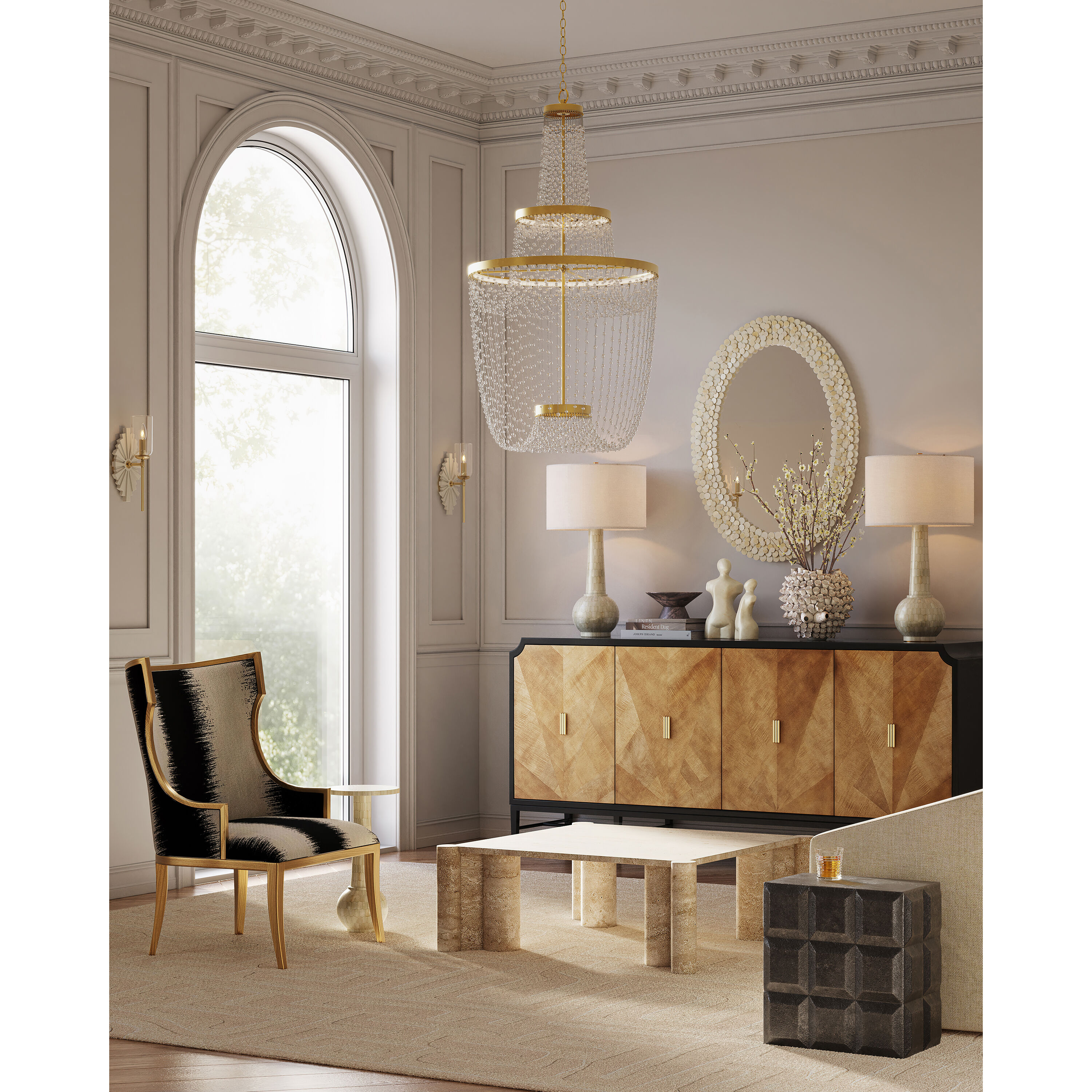 Mademoiselle LED 27.25 inch Contemporary Gold Leaf/Contemporary Gold/Clear Chandelier Ceiling Light
