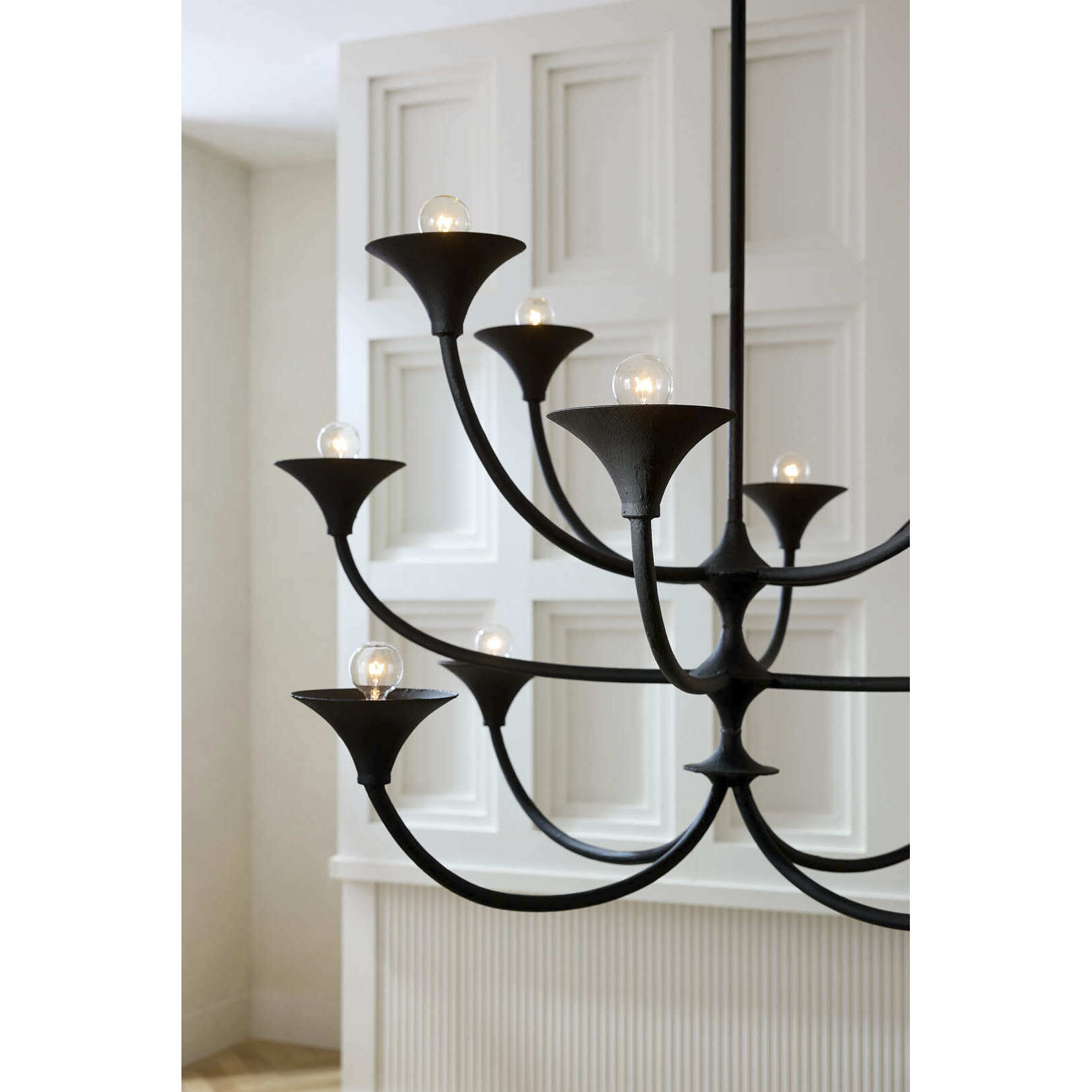 Larkin 12 Light 41.5 inch Black Gesso Chandelier Ceiling Light