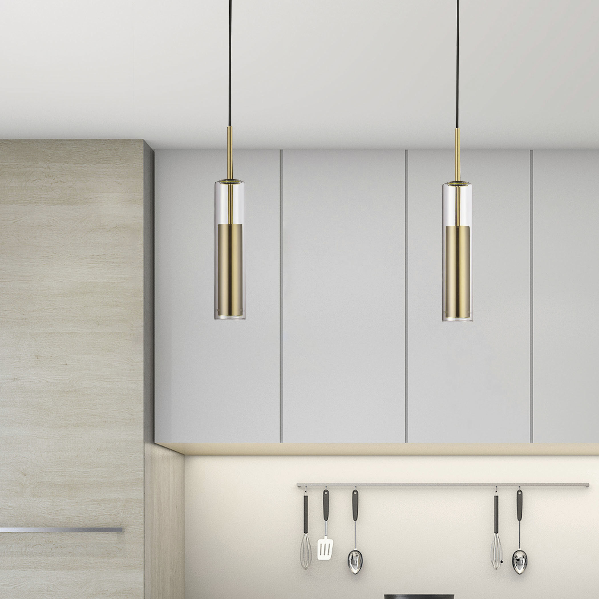 Luna LED 2.5 inch Aged Brass Pendant Ceiling Light