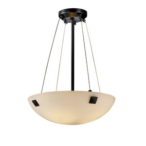 Fusion 18 inch Pendant Ceiling Light in 3000 Lm LED, Pair of Square with Points, Matte Black, Opal Fusion