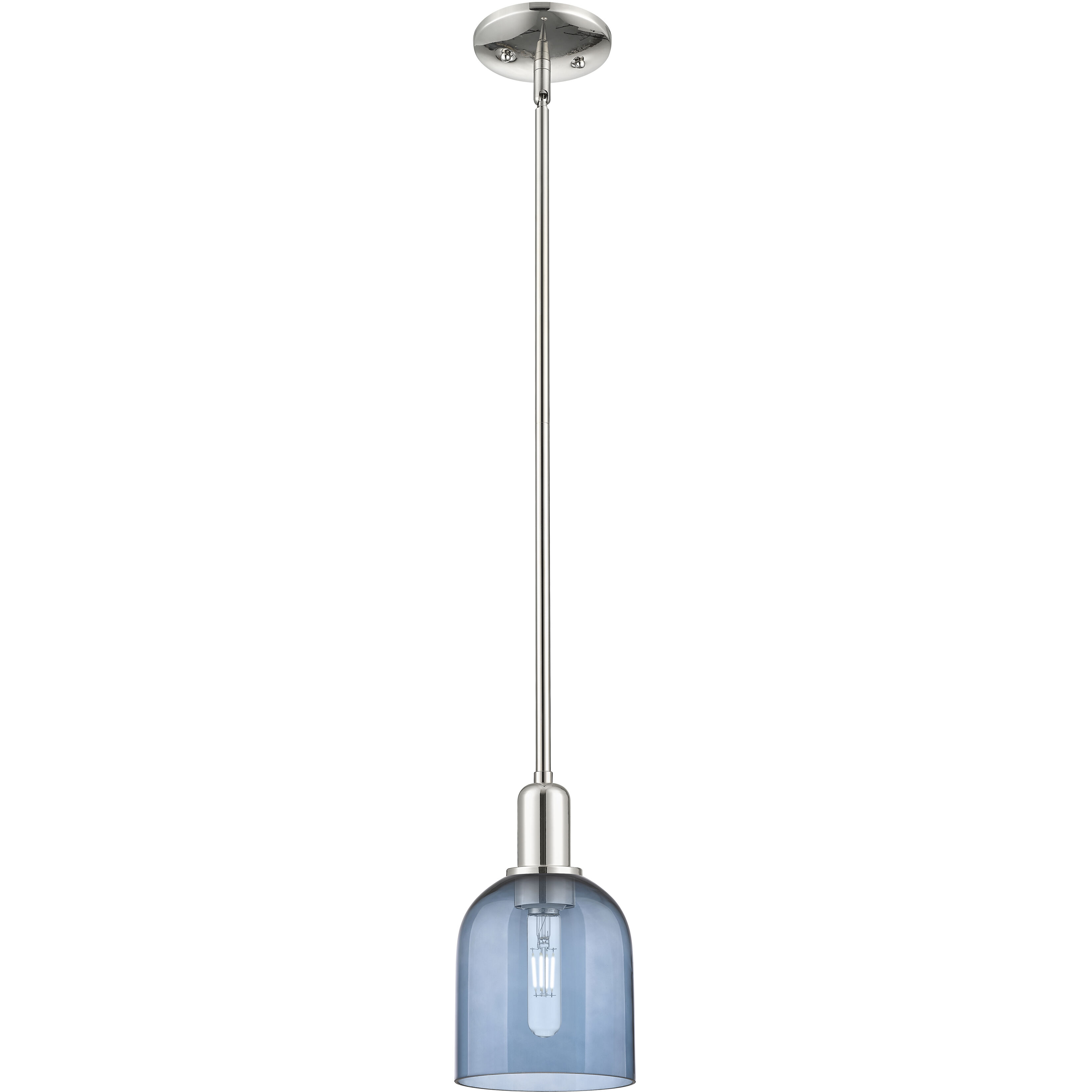 Arcadia Bella 1 Light 5.5 inch Polished Nickel Mini Pendant Ceiling Light in Blue