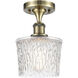 Niagra 1 Light 6.5 inch Antique Brass Semi-Flush Mount Ceiling Light
