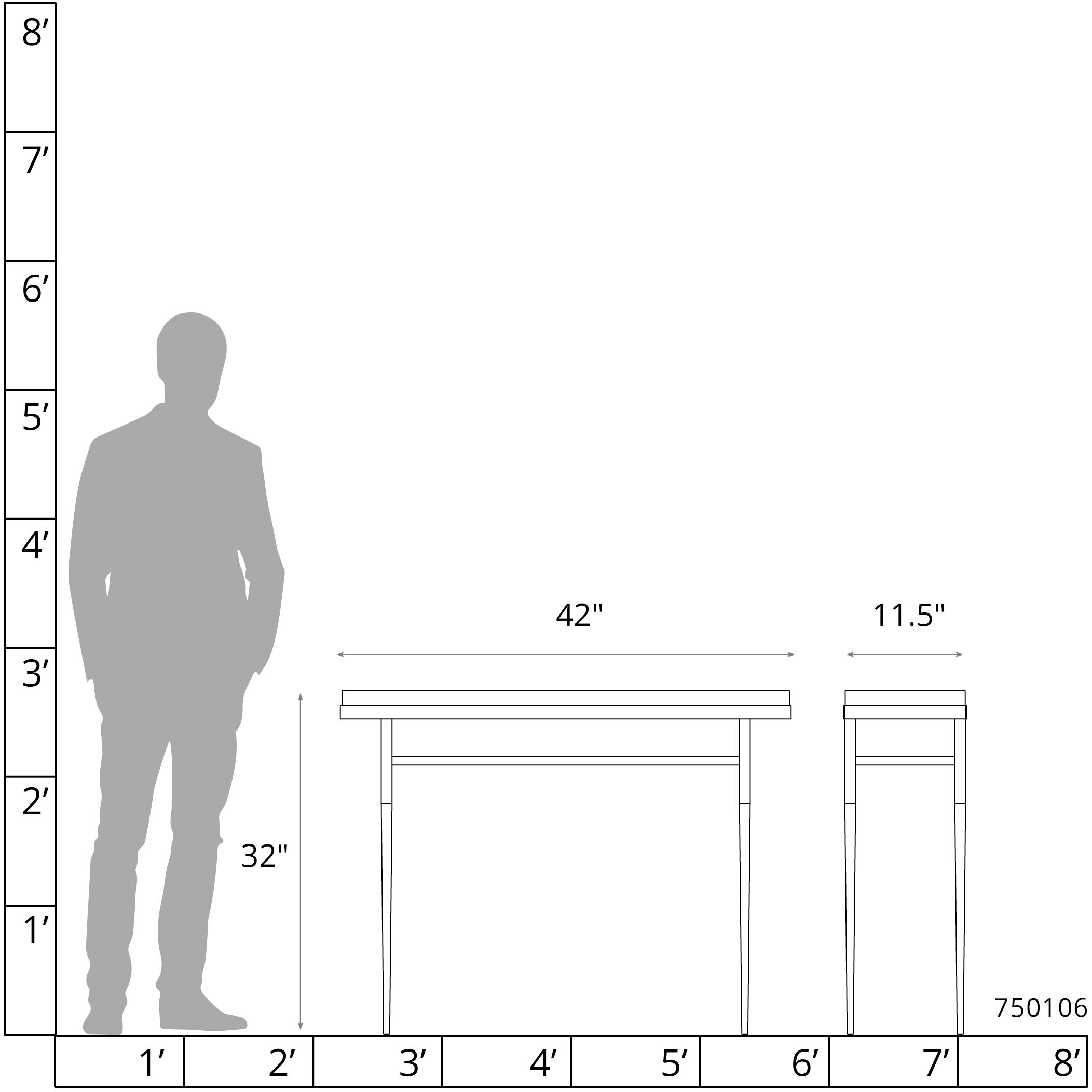 Wick 42 X 11.5 inch Oil Rubbed Bronze Console Table in Maple Grey