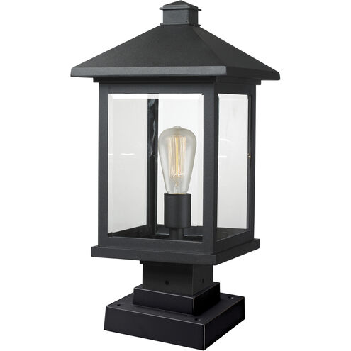 Portland 1 Light 19.5 inch Black Outdoor Pier Mounted Fixture in Clear Beveled Glass, 6.39
