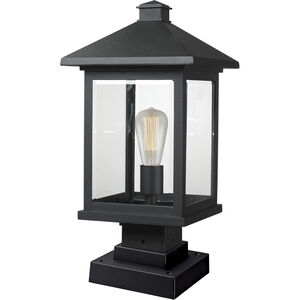 Portland 1 Light 20 inch Black Outdoor Pier Mounted Fixture in Clear Beveled Glass, 6.39
