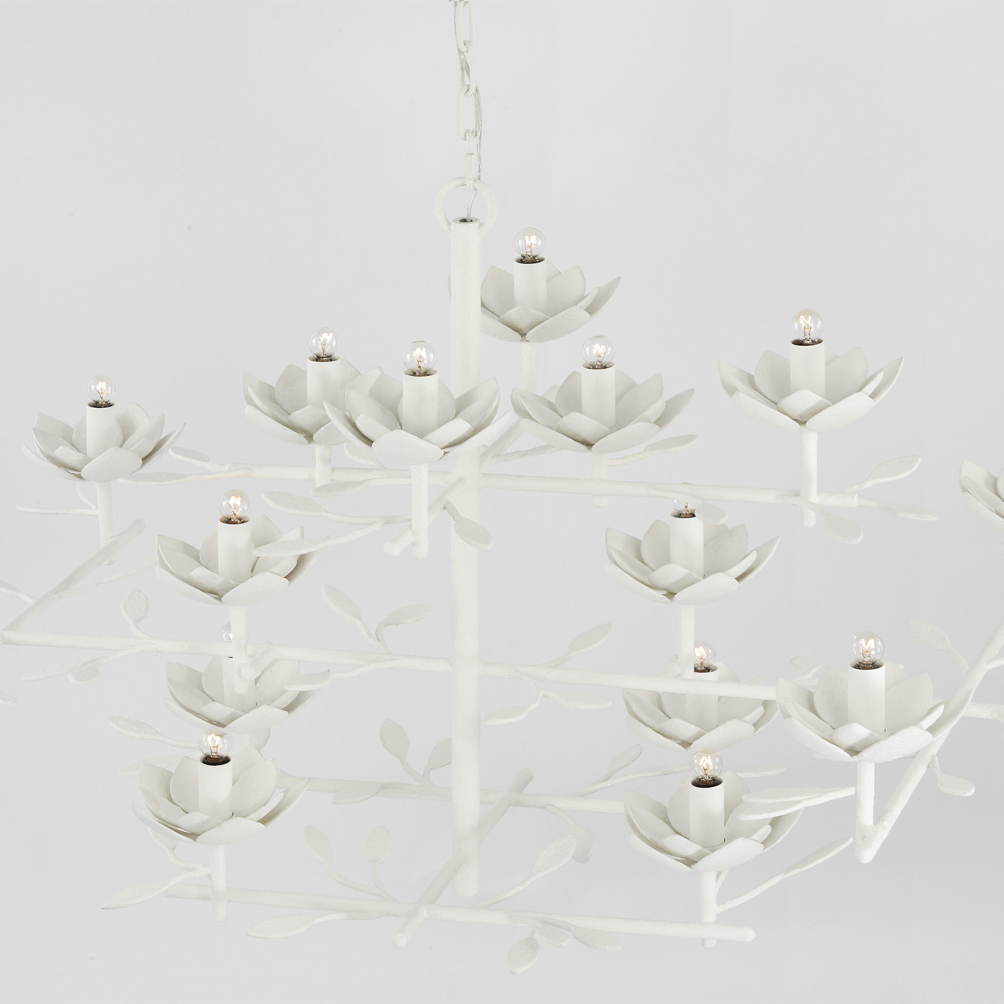 Julie Neill Clementine LED 48 inch Plaster White Low Wide Tiered Chandelier Ceiling Light
