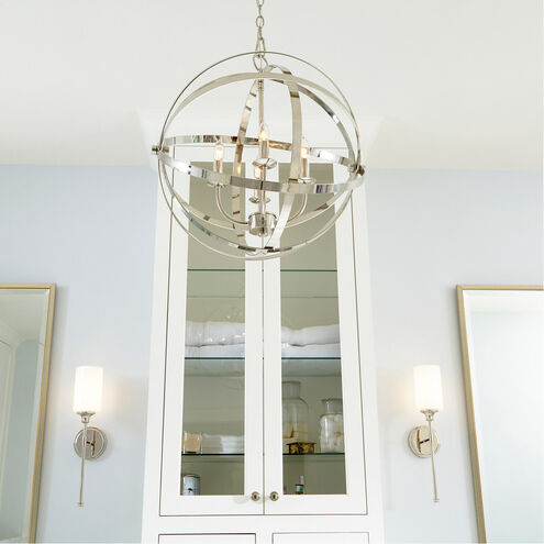 Celeste Wall Mount Wall Light in Polished Nickel, Opal