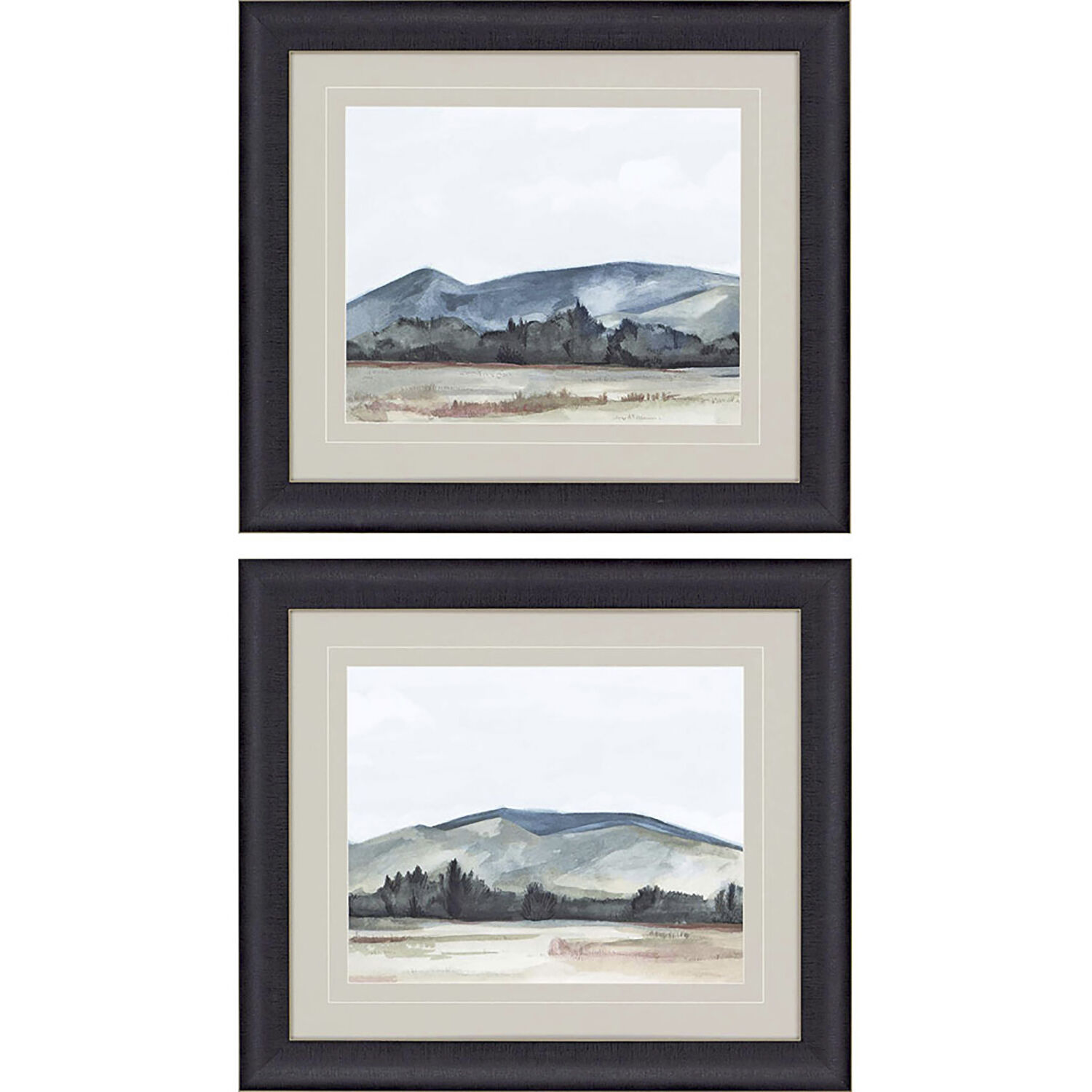 Landscapes Blue and Gray and Beige Framed Art