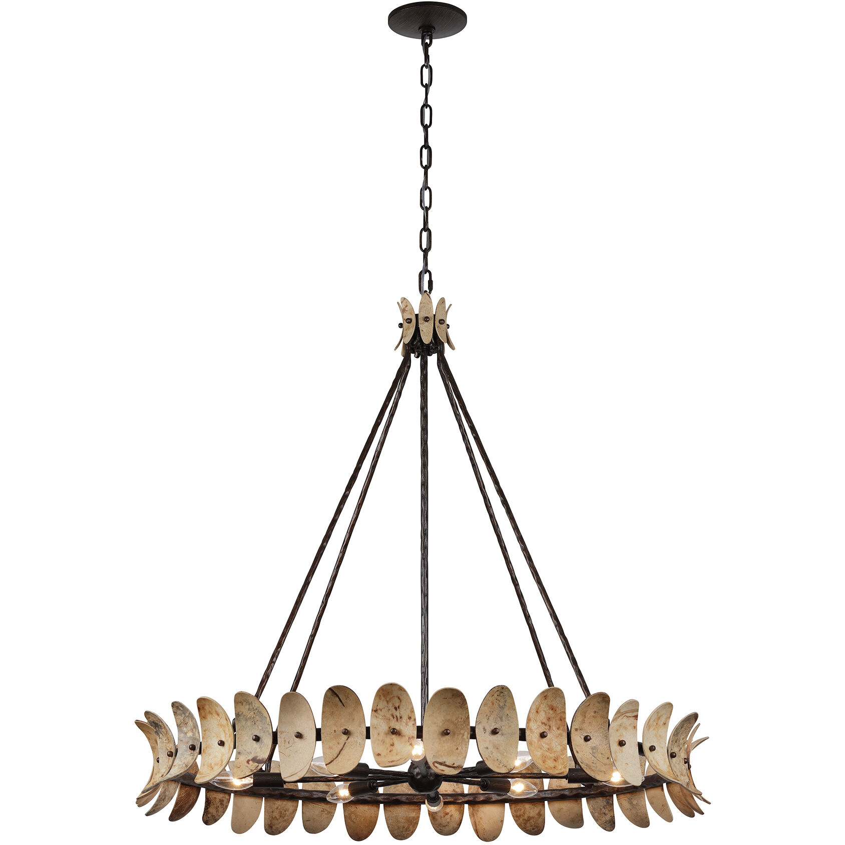 Monarch 8 Light 36 inch Champagne Mist with Coconut Shell Chandelier Ceiling Light